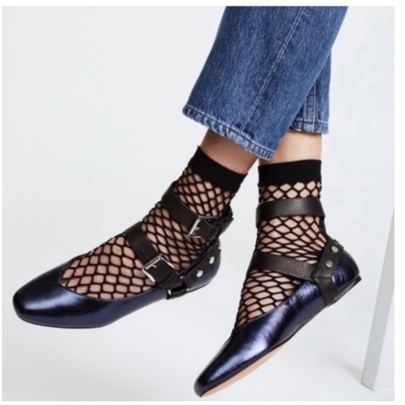 Rebecca Minkoff Vivica Harness Buckle Ballet Flats Black Suede 7.5 - Picture 10 of 10